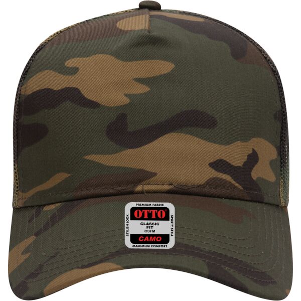OTTO CAP® Camouflage 5 Panel Mid Profile Mesh Back Trucker Hat Thumbnail