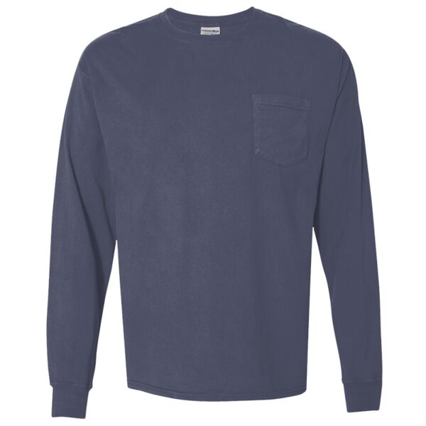 Unisex Garment-Dyed Long Sleeve T-Shirt With a Pocket Thumbnail