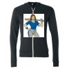 Unisex Triblend Lightweight Full-Zip Hooded Long Sleeve Tee Thumbnail